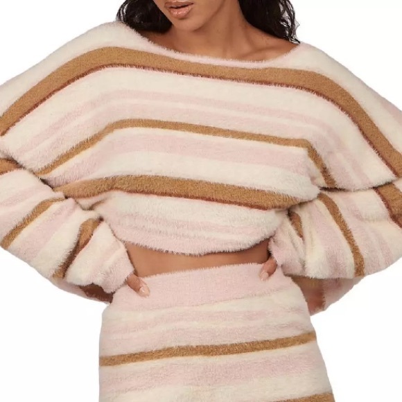 NWT [Charlie Holiday] Tellow Knit Ivory Crop Pullover Sweater Shirt Women’s Sz M - Picture 4 of 6